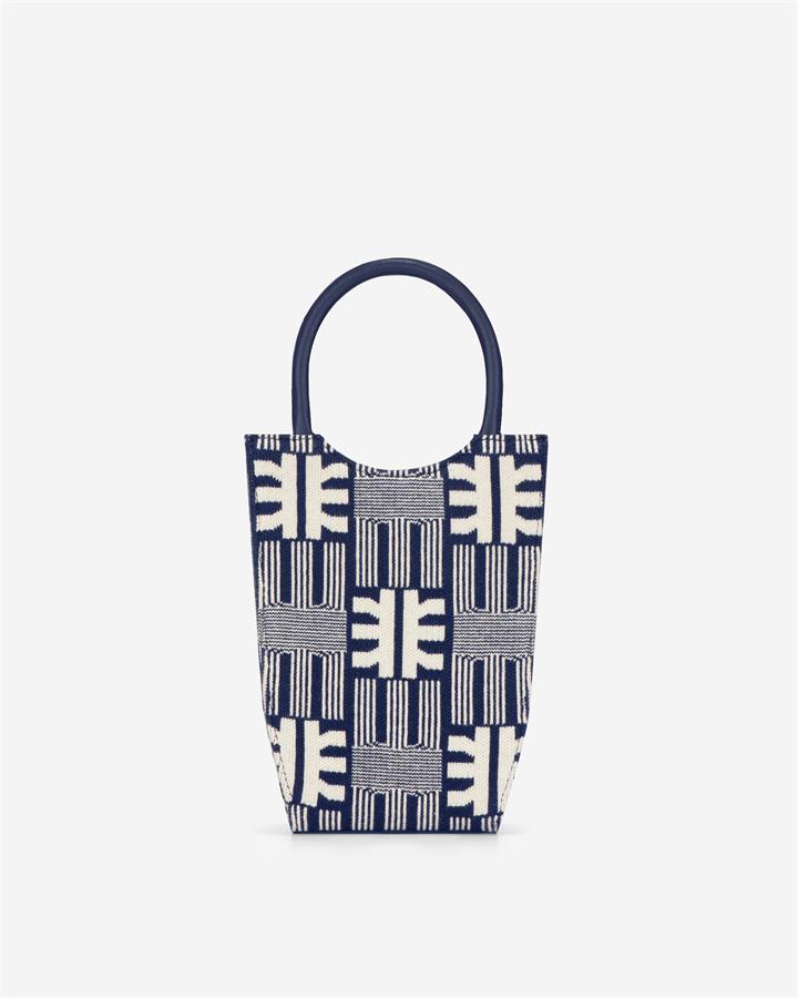 FEI Jacquard Knit Mini Tote Bag – Navy – Fashion Women Vegan Bag