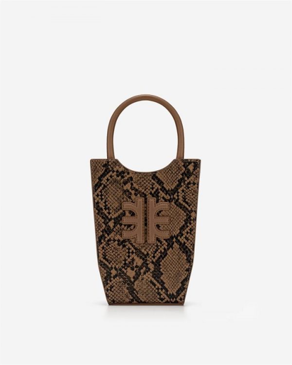 JW PEI - FEI Mini Tote Bag - Dark Brown Snake Embossed - Apparel & Accessories > Handbags