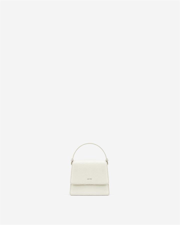 Fae Mini Top Handle Bag – White Lizard – Fashion Women Vegan Bag
