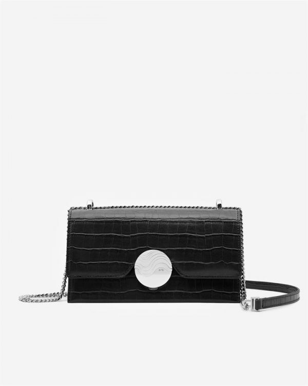 JW PEI - Jade Chain Bag - Black Croc - Apparel & Accessories > Handbags