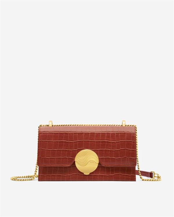 JW PEI - Jade Chain Bag - Wine Red Croc - Apparel & Accessories > Handbags