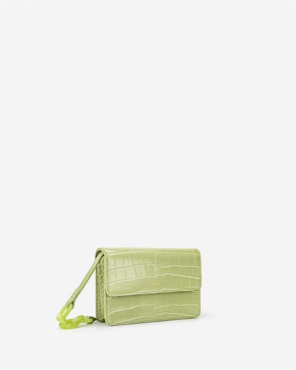 JW PEI - Julia Acrylic Chain Crossbody Bag - Sage Green Croc - Apparel & Accessories > Handbags