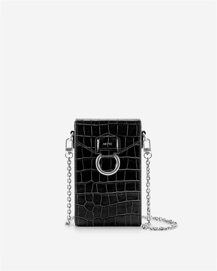 Lola Gradient Chain Phone Case – Black – Fashion Women Vegan Bag