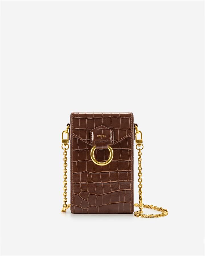 Lola Gradient Chain Phone Case – Brown – Fashion Women Vegan Bag