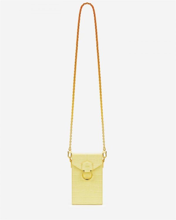 JW PEI - Lola Gradient Chain Phone Case - Light Yellow Croc - Apparel & Accessories > Handbags