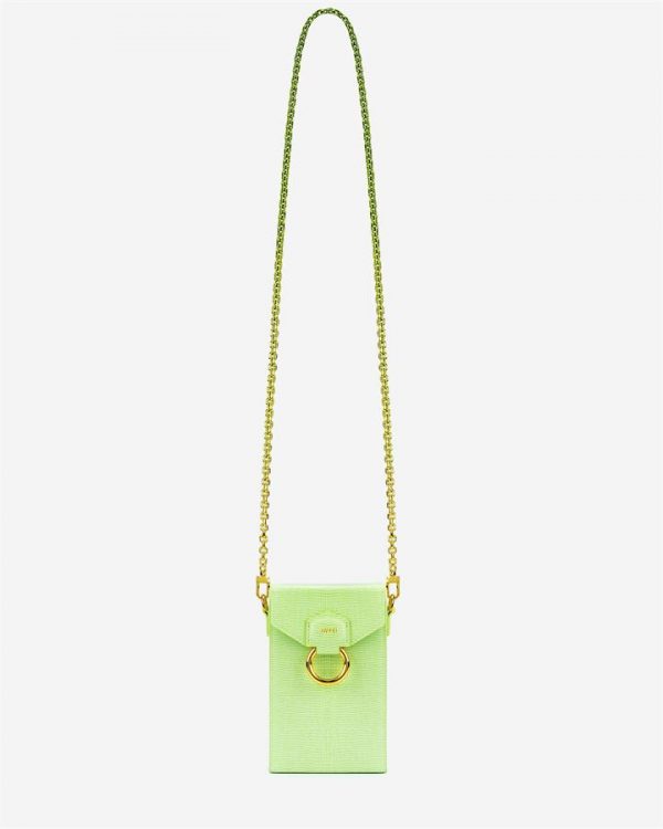 JW PEI - Lola Gradient Chain Phone Case - Lime Green Lizard - Apparel & Accessories > Handbags