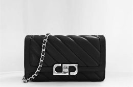 Lottie Chain Crossbody Bag – Black