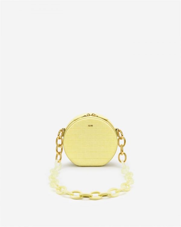 JW PEI - Luna Gradient Acrylic Chain Circle Shoulder Bag - Light Yellow Croc - Fashion Women Vegan Bag - Apparel & Accessories > Handbags