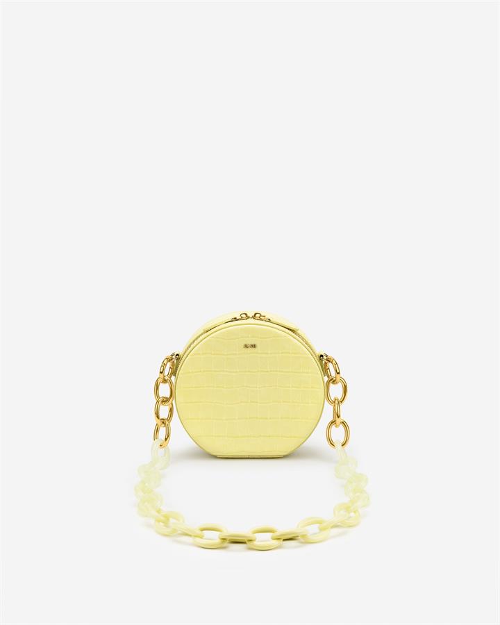 Luna Gradient Acrylic Chain Circle Shoulder Bag – Light Yellow Croc – Fashion Women Vegan Bag