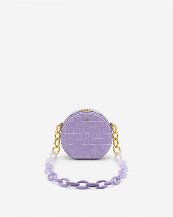 JW PEI - Luna Gradient Acrylic Chain Circle Shoulder Bag - Purple Croc - Fashion Women Vegan Bag - Apparel & Accessories > Handbags