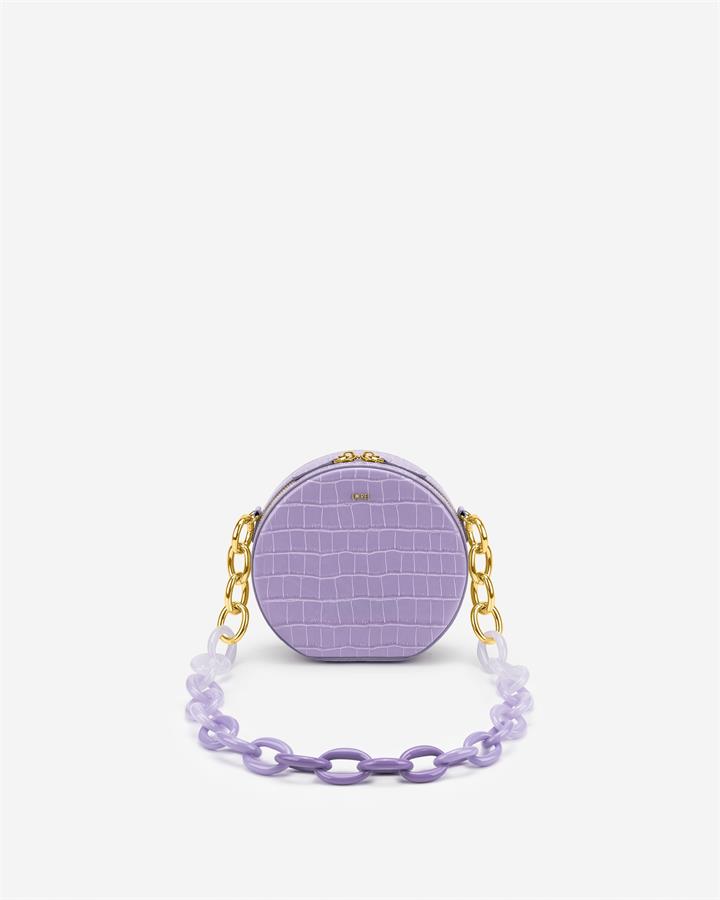 Luna Gradient Acrylic Chain Circle Shoulder Bag – Purple Croc – Fashion Women Vegan Bag