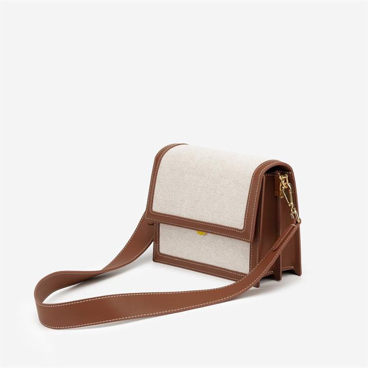 Mini Flap Bag – Beige Canvas – Fashion Women Vegan Bag