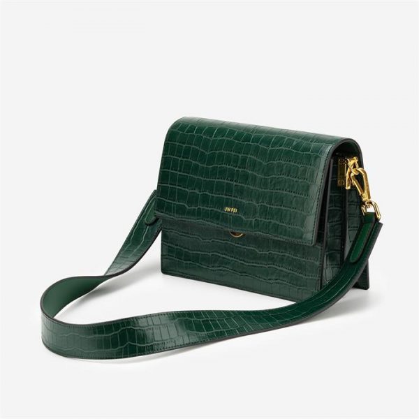 JW PEI - Mini Flap Bag - Dark Green Croc - Fashion Women Vegan Bag - Apparel & Accessories > Handbags
