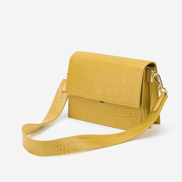 JW PEI - Mini Flap Bag - Mustard Croc - Fashion Women Vegan Bag - Apparel & Accessories > Handbags