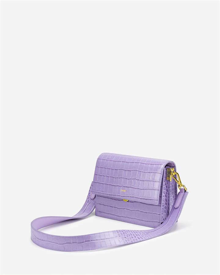 Mini Flap Bag – Purple Croc – Fashion Women Vegan Bag