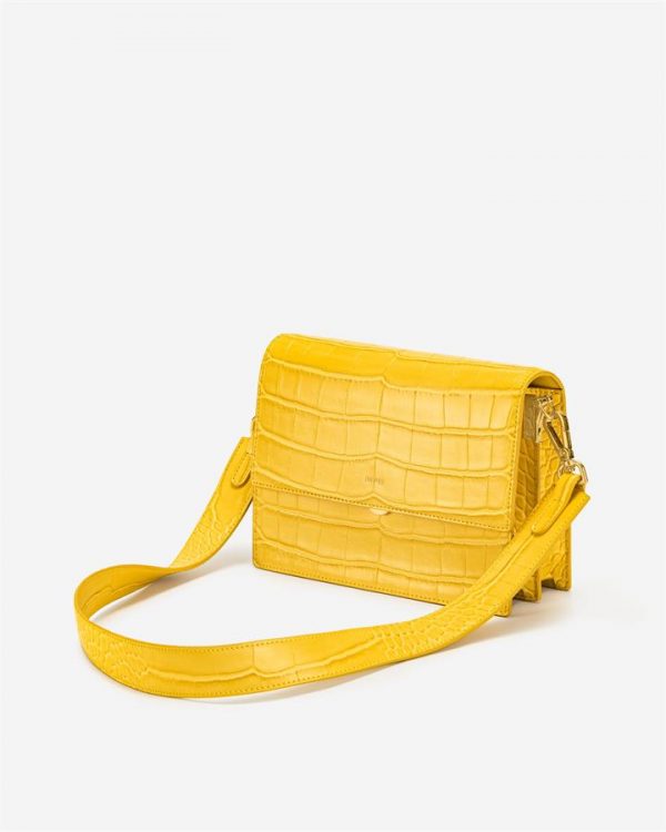 JW PEI - Mini Flap Bag - Yolk Croc - Apparel & Accessories > Handbags