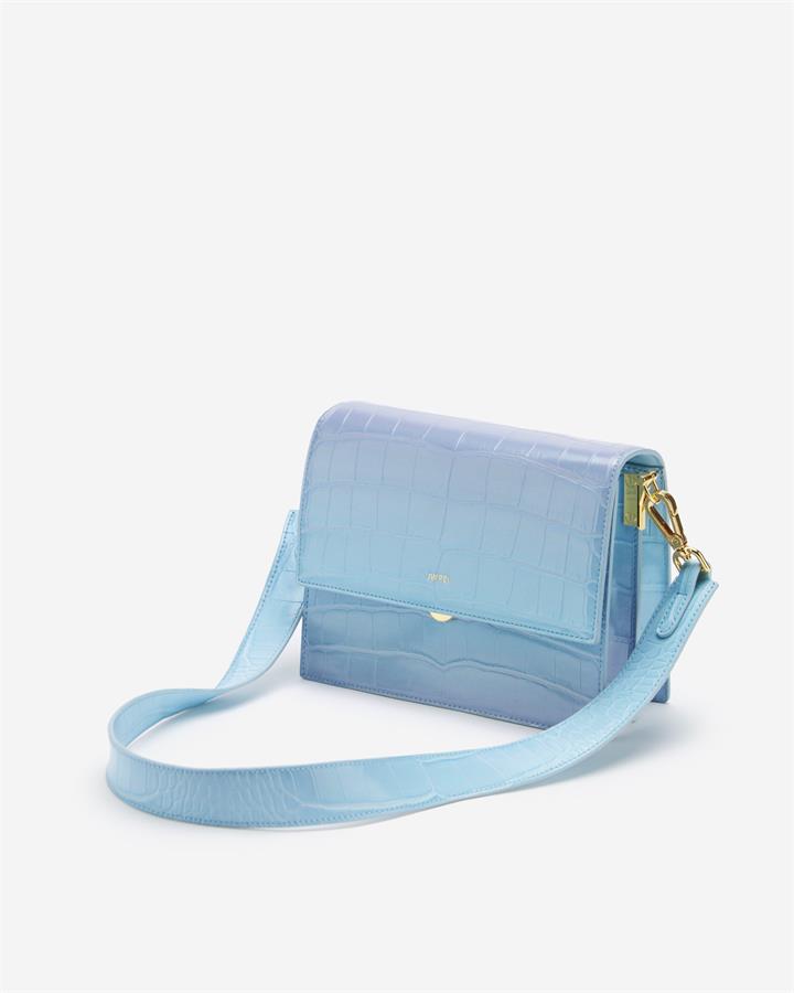 Mini Flap Gradient Shoulder Bag – Blue & Purple Croc