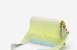 JW PEI Women’s Mini Flap Crossbody – Light Yellow & Blue Gradient Croc
