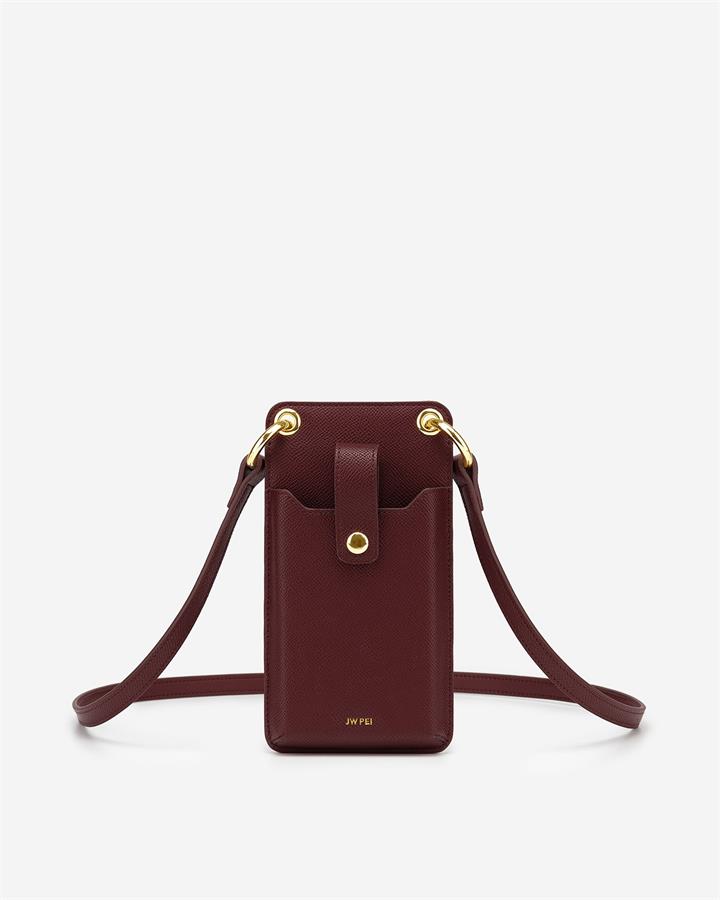 Quinn Phone Bag – Burgundy Grained Vegan Leather