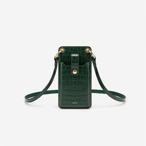 JW PEI - Quinn Phone Bag - Dark Green Croc - Apparel & Accessories > Handbags