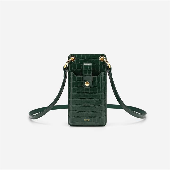 Quinn Phone Bag – Dark Green Croc