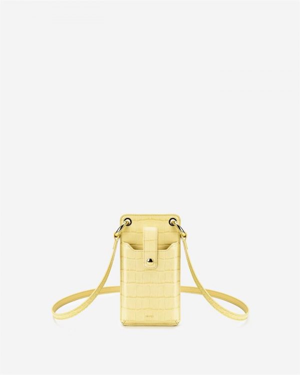 JW PEI - Quinn Phone Bag - Light Yellow Croc - Apparel & Accessories > Handbags