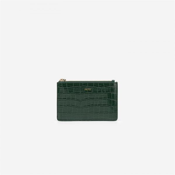 JW PEI - Quinn Zipped Card Holder- Dark Green Croc - Apparel & Accessories > Handbags