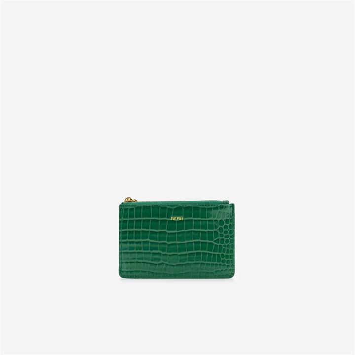 Quinn Zipped Card Holder – Green Croc