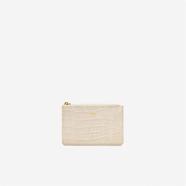 JW PEI - Quinn Zipped Card Holder - Ivory Croc - Apparel & Accessories > Handbags