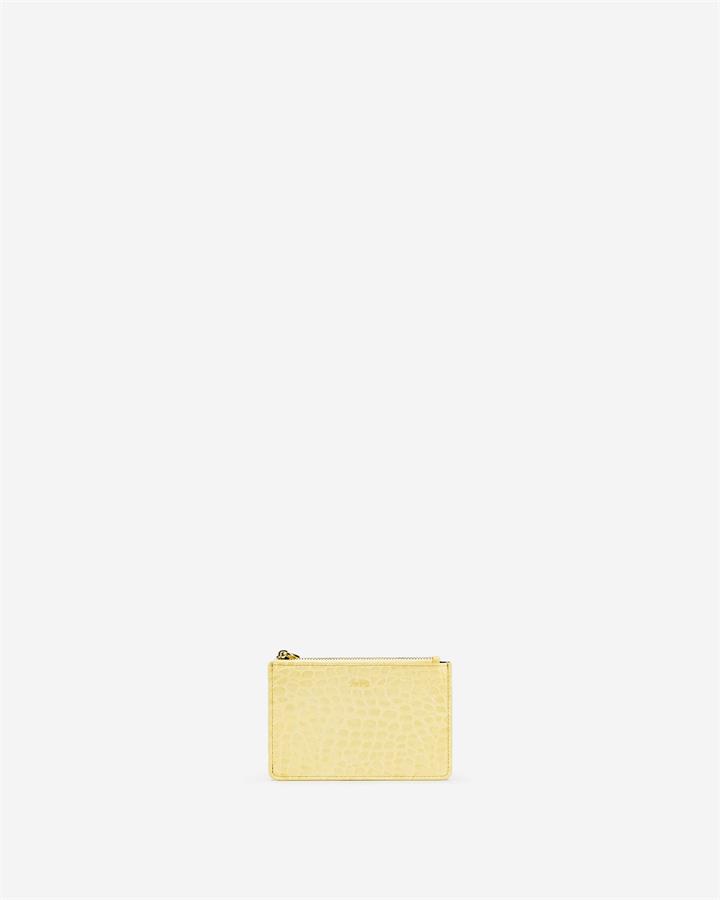 Quinn Zipped Card Holder – Light Yellow Croc