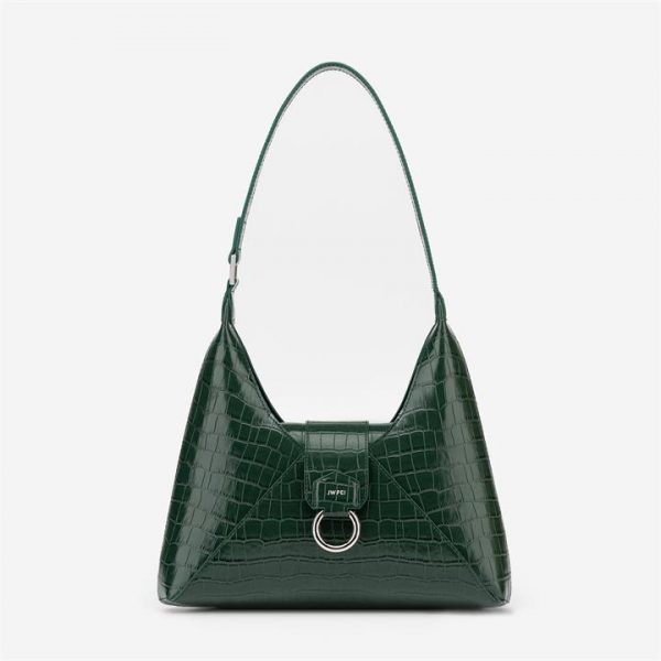 JW PEI - Stella Shoulder Bag - Dark Green Croc - Apparel & Accessories > Handbags