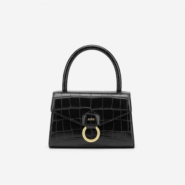 JW PEI - Stella Top Handle Bag - Black Croc - Fashion Women Vegan Bag - Apparel & Accessories > Handbags