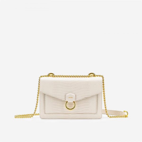 JW PEI - The Envelope Chain Crossbody - Ivory Lizard - Fashion Women Vegan Bag - Apparel & Accessories > Handbags