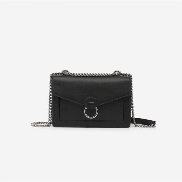 JW PEI - The Envelope Silver Chain Crossbody Bag - Black - Fashion Women Vegan Bag - Apparel & Accessories > Handbags