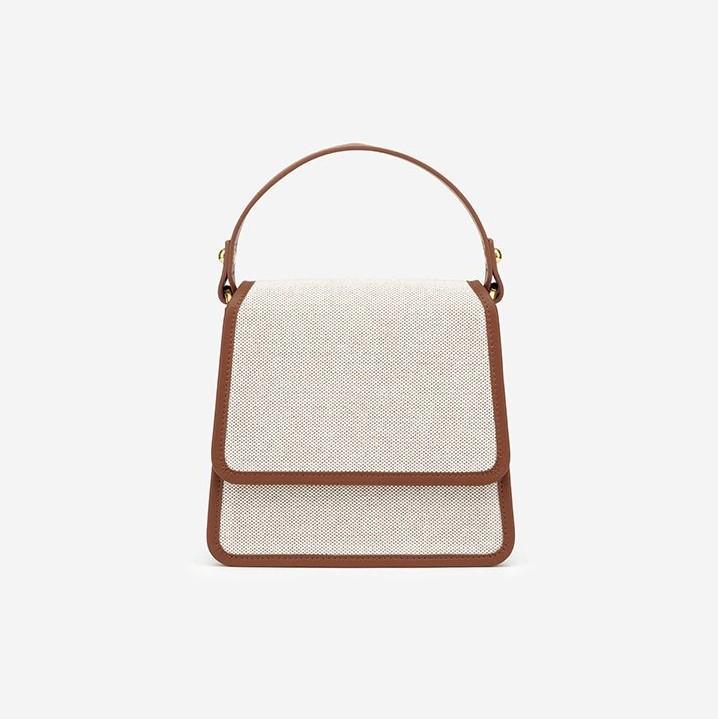The Fae Top Handle Bag – Beige Canvas – Fashion Women Vegan Bag