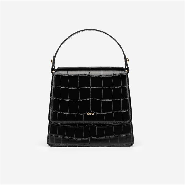 The Fae Top Handle Bag – Black Croc – Fashion Women Vegan Bag