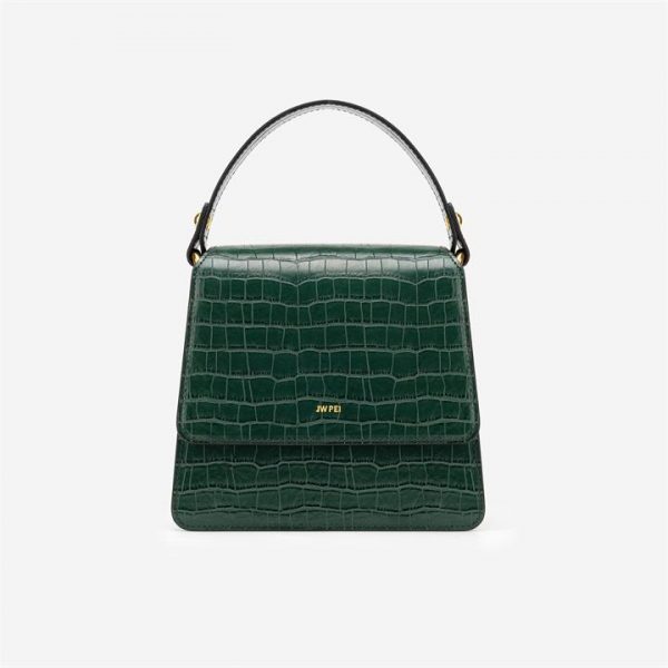 JW PEI - The Fae Top Handle Bag - Dark Green Croc - Fashion Women Vegan Bag - Apparel & Accessories > Handbags