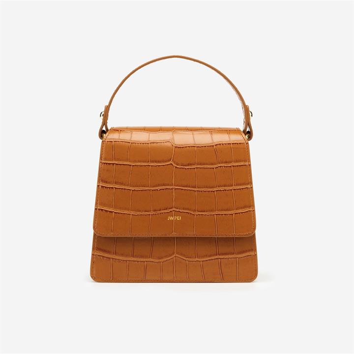 The Fae Top Handle Bag – Light Brown Croc – Fashion Women Vegan Bag