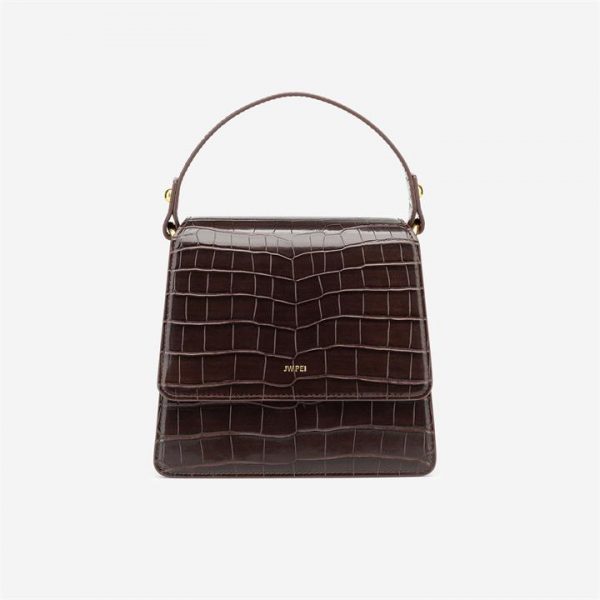JW PEI - The Fae Top Handle Bag - Nutella Croc - Fashion Women Vegan Bag - Apparel & Accessories > Handbags
