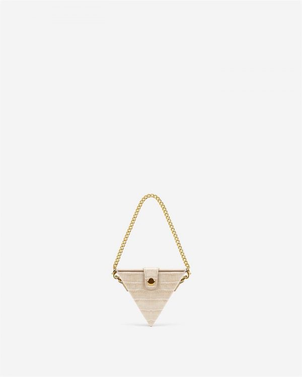 JW PEI - Triangle Mini Box - Light Beige Croc - Apparel & Accessories > Handbags