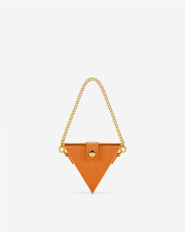 JW PEI - Triangle Mini Box - Orange Lizard - Apparel & Accessories > Handbags