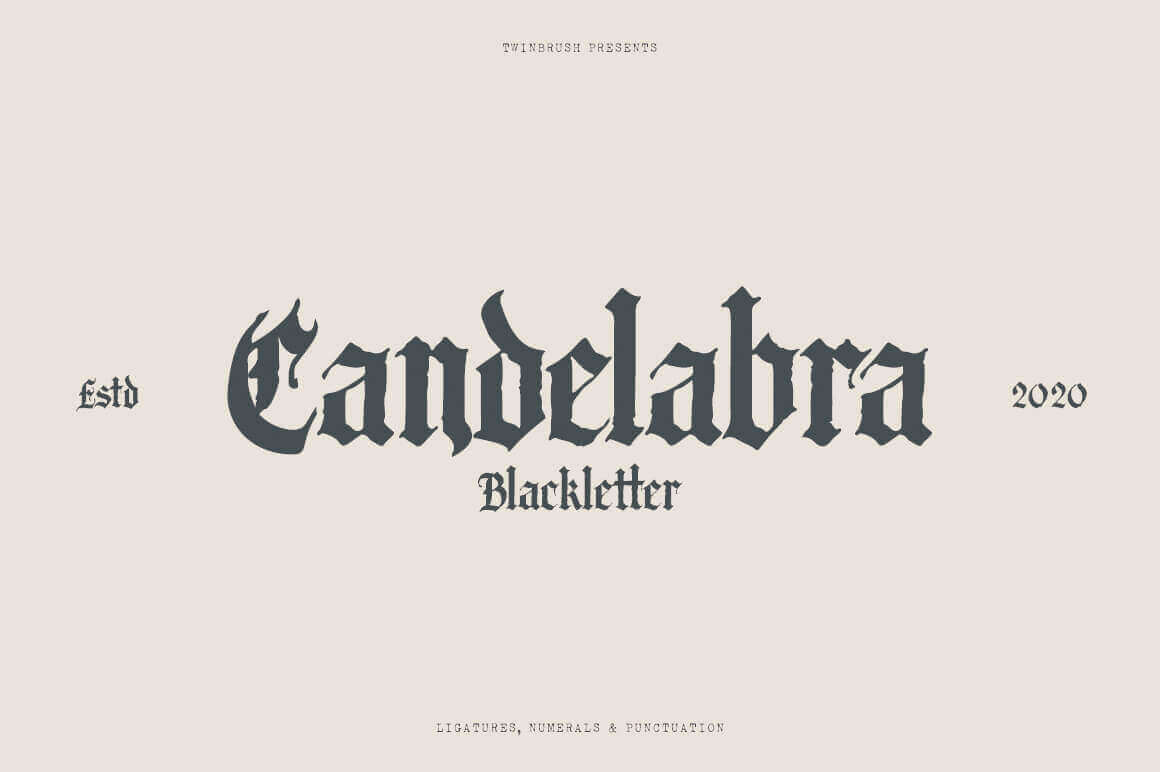 Candelabra Blackletter Font + Extras – only $7!