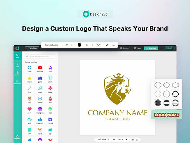DesignEvo: 10 Premium Custom Professionally Designed Logos with Lifetime Support for $79