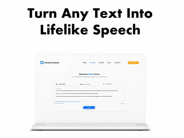 Speechnow™ True to Life AI Text to Speech SN001: Lifetime Subscription for $29