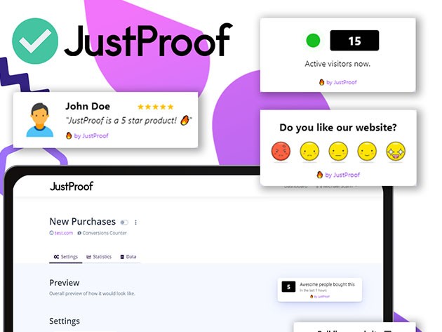 JustProof Social Proof Notifier: Lifetime Subscription for $19