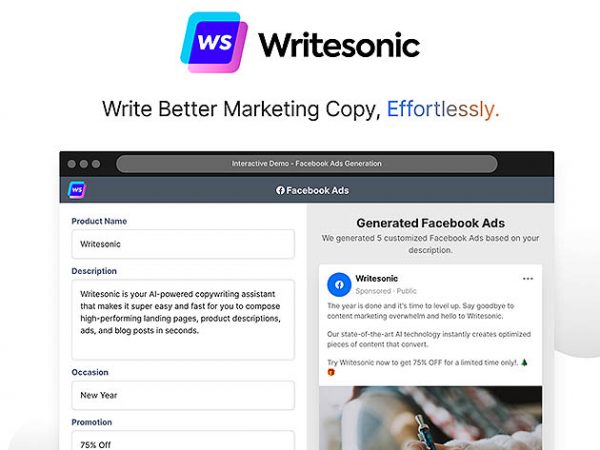 Sales Coupons Deals - Writesonic Starter Plan: Lifetime Subscription for $69