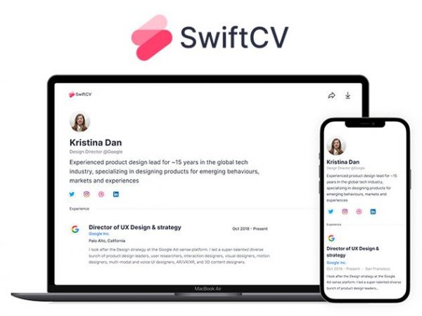 Sales Coupons Deals - SwiftCV Professional Website Builder: Lifetime Subscription for $29
