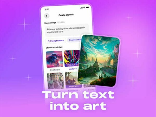 Sales Coupons Deals - Dream by WOMBO AI Art Tool: Lifetime Subscription (Premium Plan) for $49