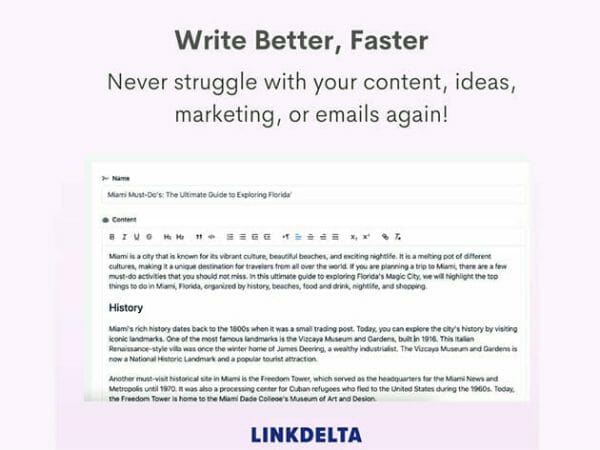 Sales Coupons Deals - Linkdelta AI Writing Tool: Lifetime Subscription for $49