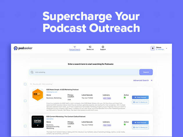 Podseeker Podcast Database: Lifetime Subscription for $48